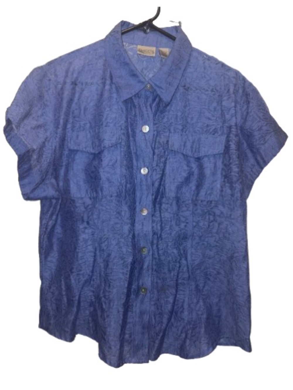 Chico’s Blue Short Sleeve Button-Up Shirt Size 2 Large